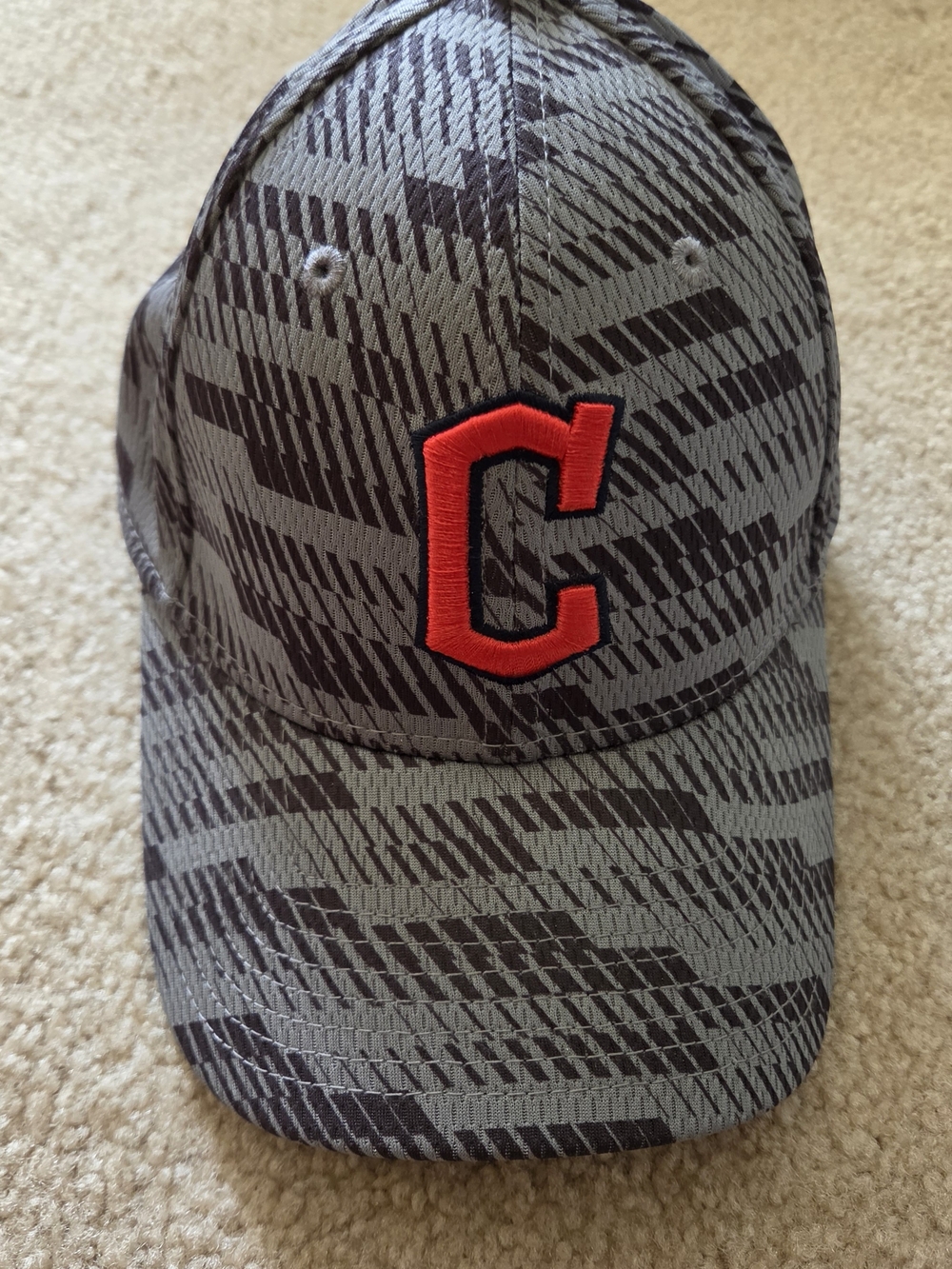 Cleveland Guardians Grey Patterned Hat with Red 'C' Patch- NEW not worn